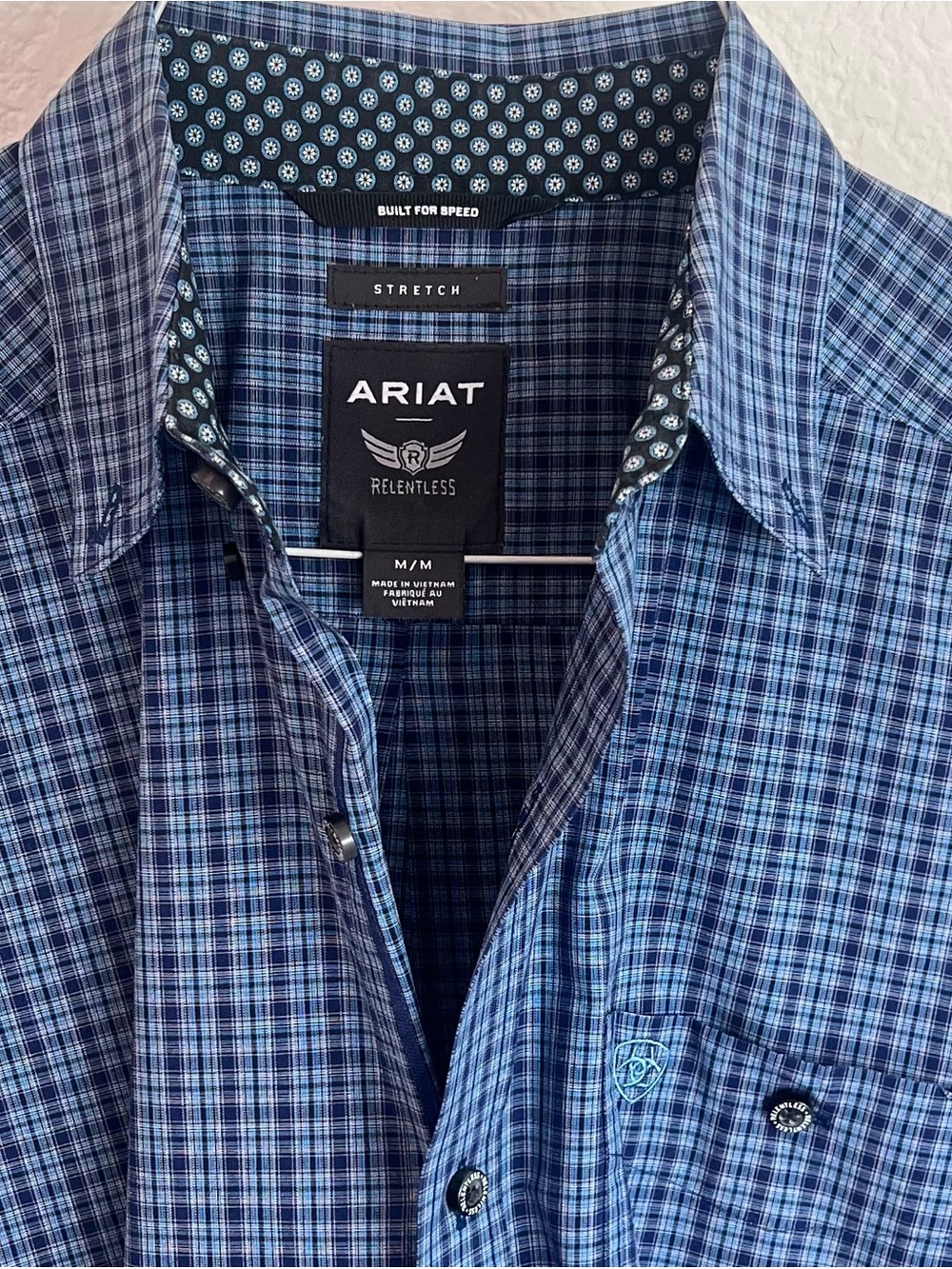 Ariat Men's Navy & Light Blue Windowpane Button-Down Shirt